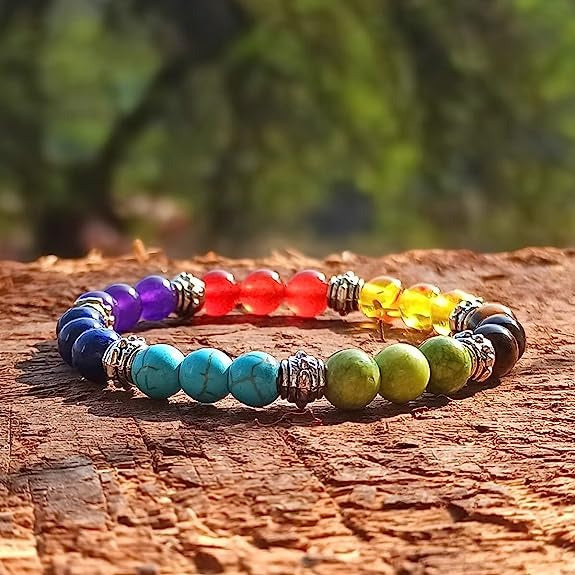 7 Chakra Bracelet, Lava Bracelet, Onyx Bracelet, Semi Precious Natural Gemstone Beads Healing Bracelets for Men And Women.